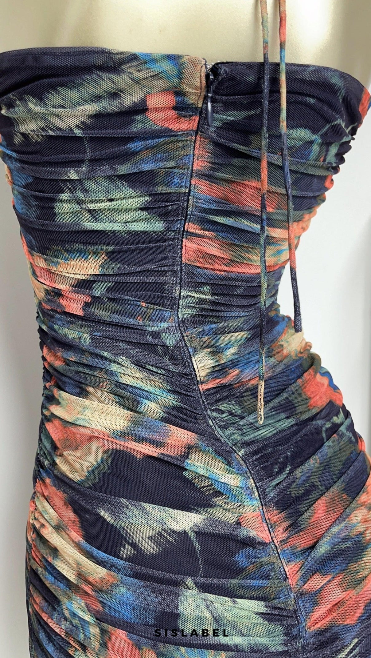 AIIZIE MULTICOLOR FLORAL PRINT PLEATED BODYCON MINI DRESS - product image