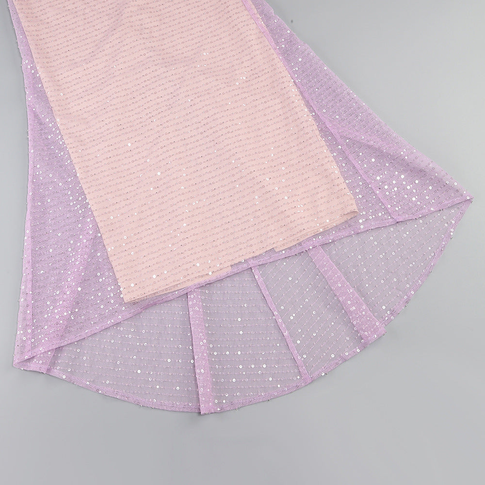 AIIZIE SEQUIN GLITTERING MAXI DRESS IN PALE PURPLE - product image