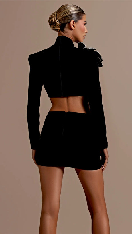 PEGGIE FLOWERS WITH DIAMONDS BANDAGE TWO-PIECE SET