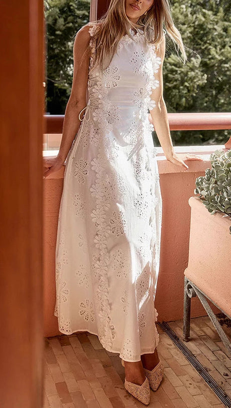 Kimberley – Spaghetti-Maxikleid mit Stickerei