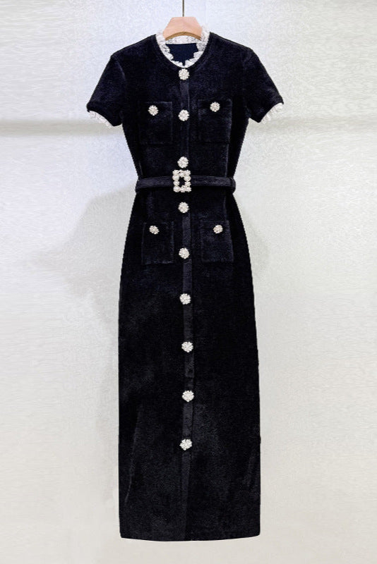 ABITO MIDI IN CINIGLIA NERA KAMA