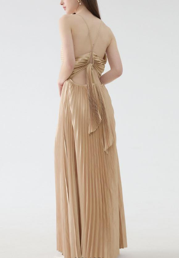 AIIZIE deborah pleated slip maxi dress in apricot - product image