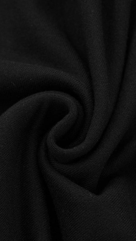 schwarzes ärmelloses Minikleid mit gedrehten drapierten Bändern