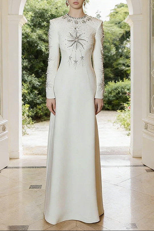 Ivory Starburst Beaded Mermaid Gown