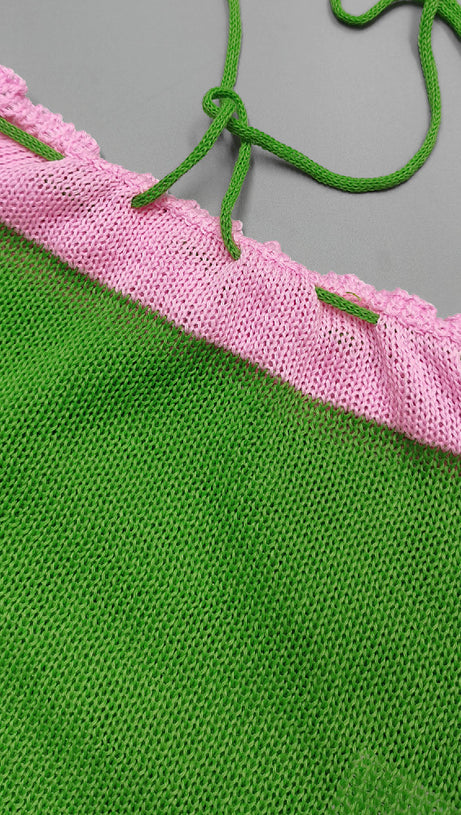 GRÜNE FARBE - BLOCKIERTES PERLENHALTER-STRICKSET