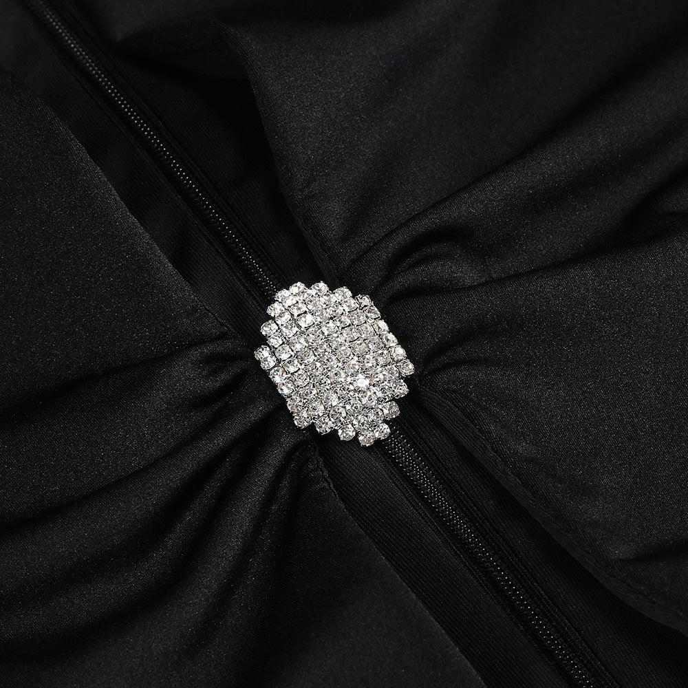 AIIZIE CRYSTAL-EMBELLISHED CUTOUT BLACK MINI DRESS - product image