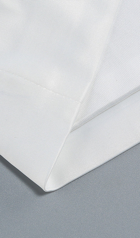 ANDREA MESH FLOWER ONE SHOULDER MIDI DRESS IN WHITE