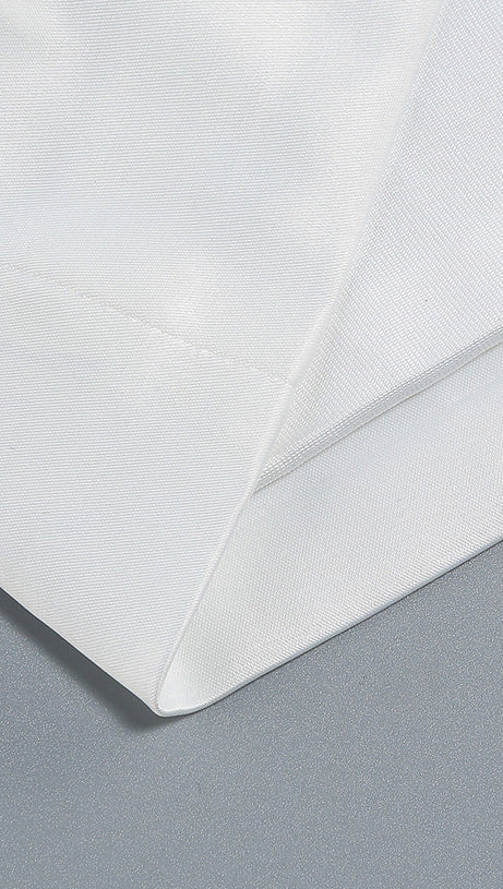 ANDREA MESH FLOWER ONE SHOULDER MIDI DRESS IN WHITE