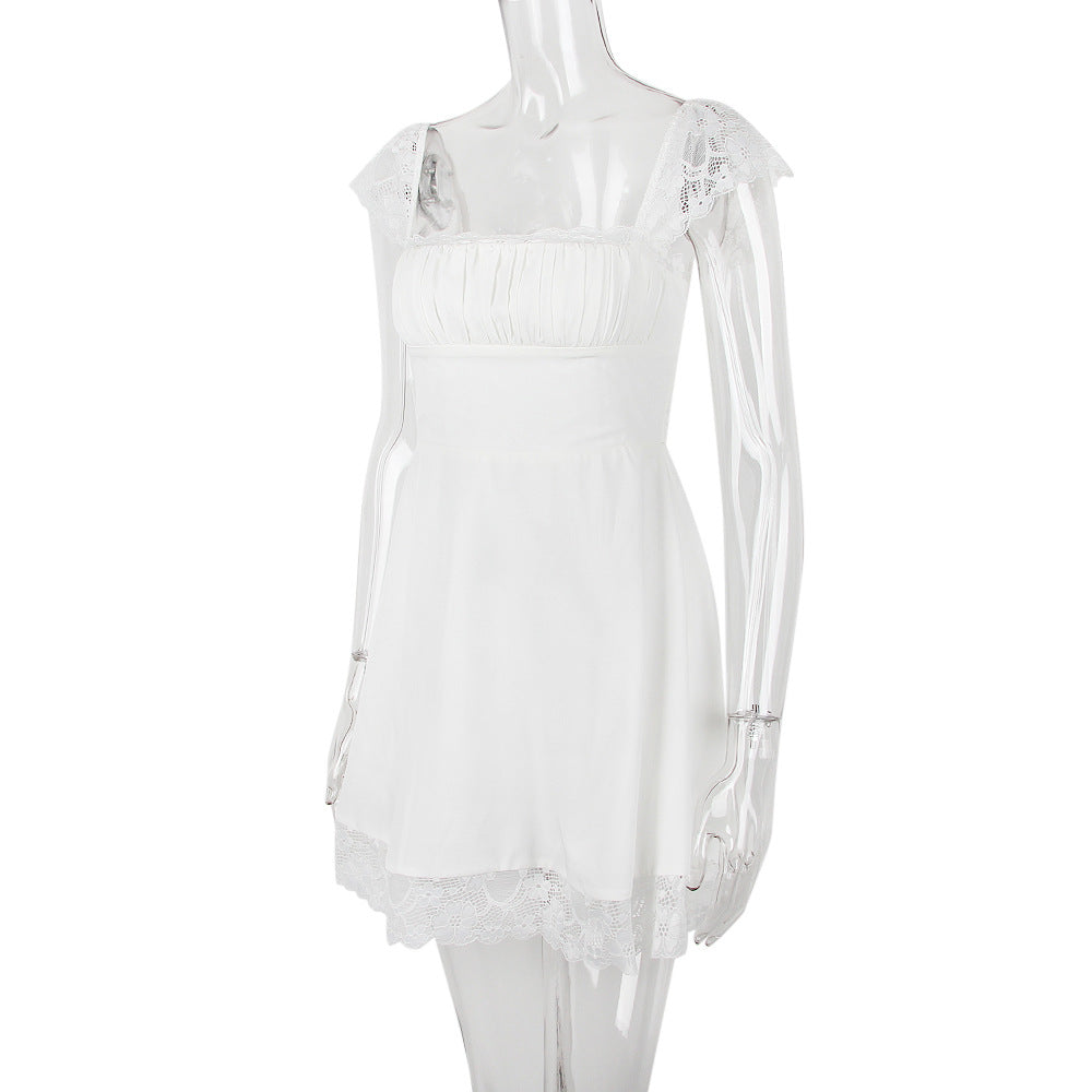 AIIZIE SATIN LACE MINI DRESS - product image