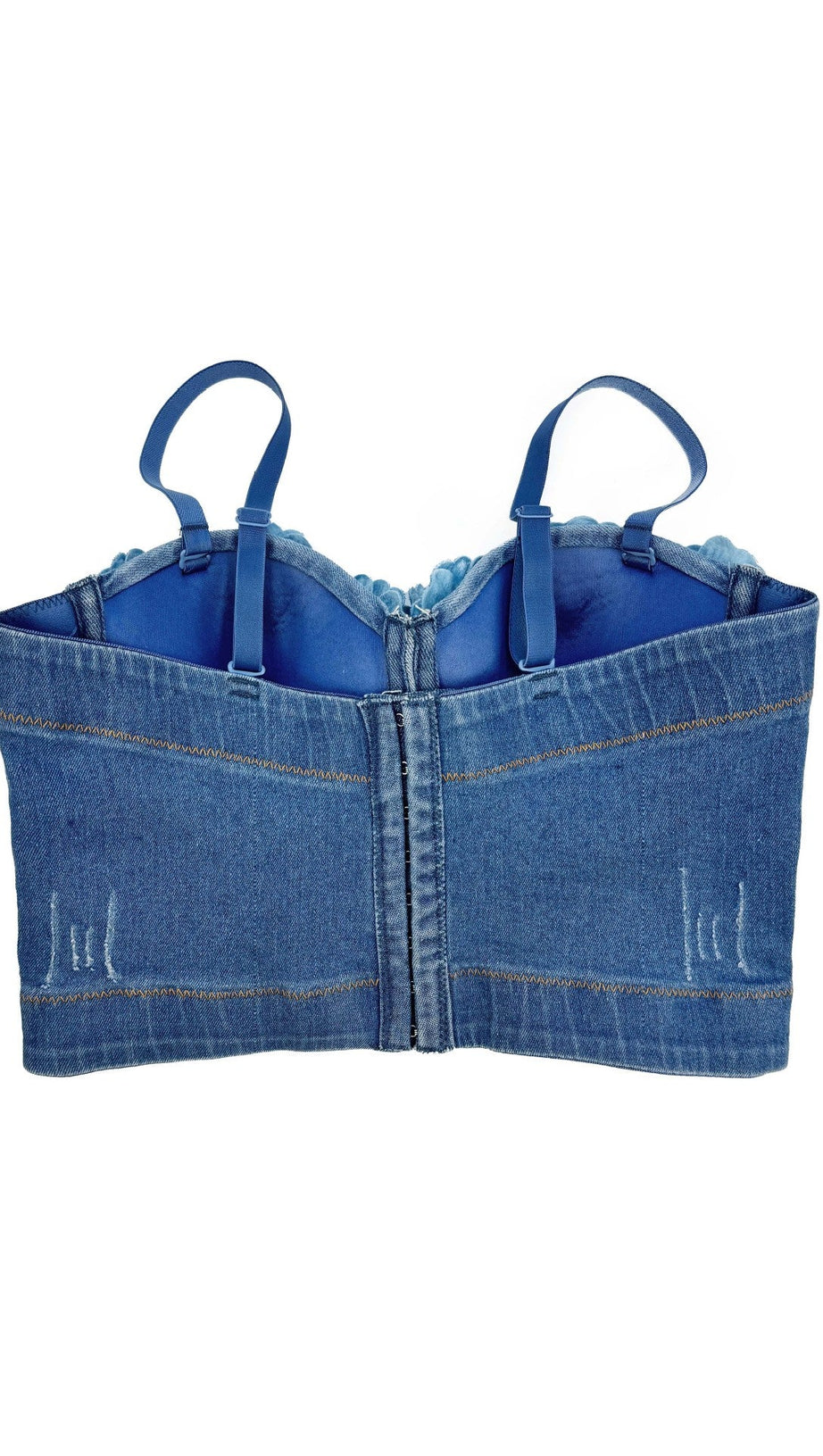 DENIM TOP WITH ROSES