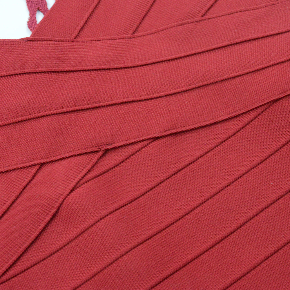 Bodycon-Midikleid aus Bandage-Spitze mit Quasten in Burgunderrot