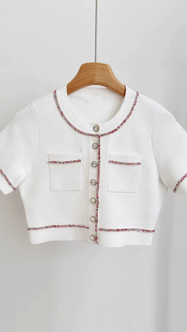 AIIZIE ELSA CROPPED CARDIGAN IN ECRU - product image
