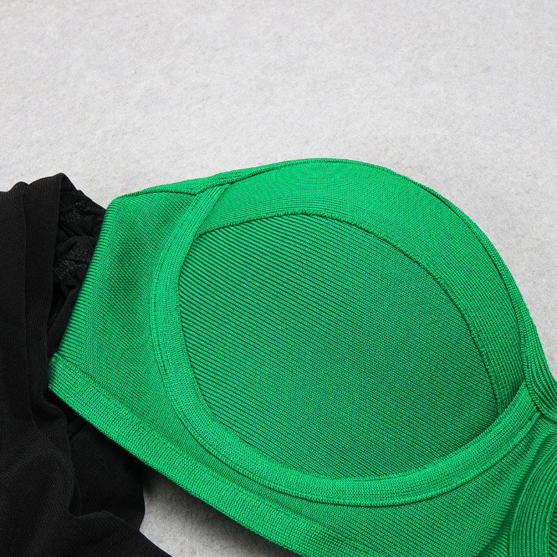 Französisches schwarzes Sling-Kleid aus Strickbandage 