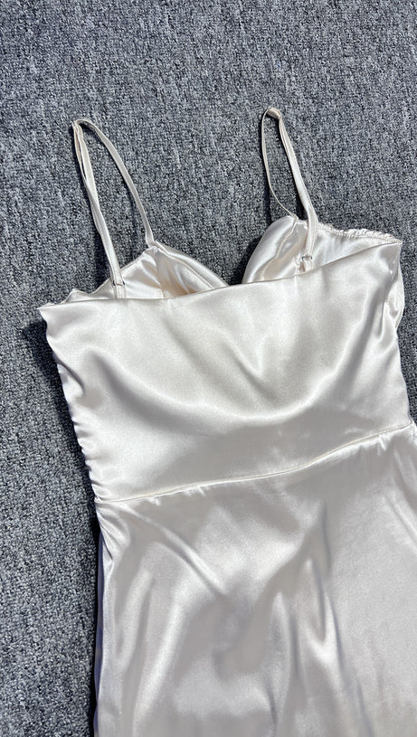 OFF-THE-SHOULDER DRESS V-NECK BACKSTRAP LONG DRESS