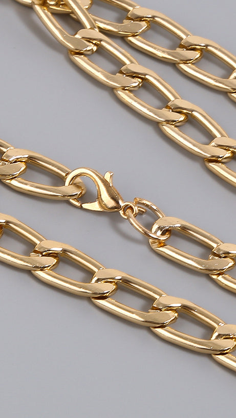 BLACK FAUX LEATHER CHAIN - STRAP MAXI DRESS