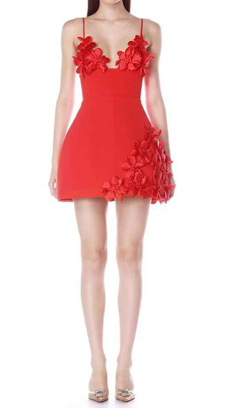 lyuba 3d flower embellished A-line mini dress - red