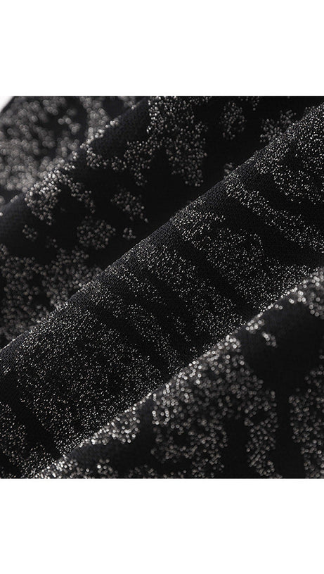 BAROCCO JACQUARD KNITTED MIDI DRESS IN BLACK