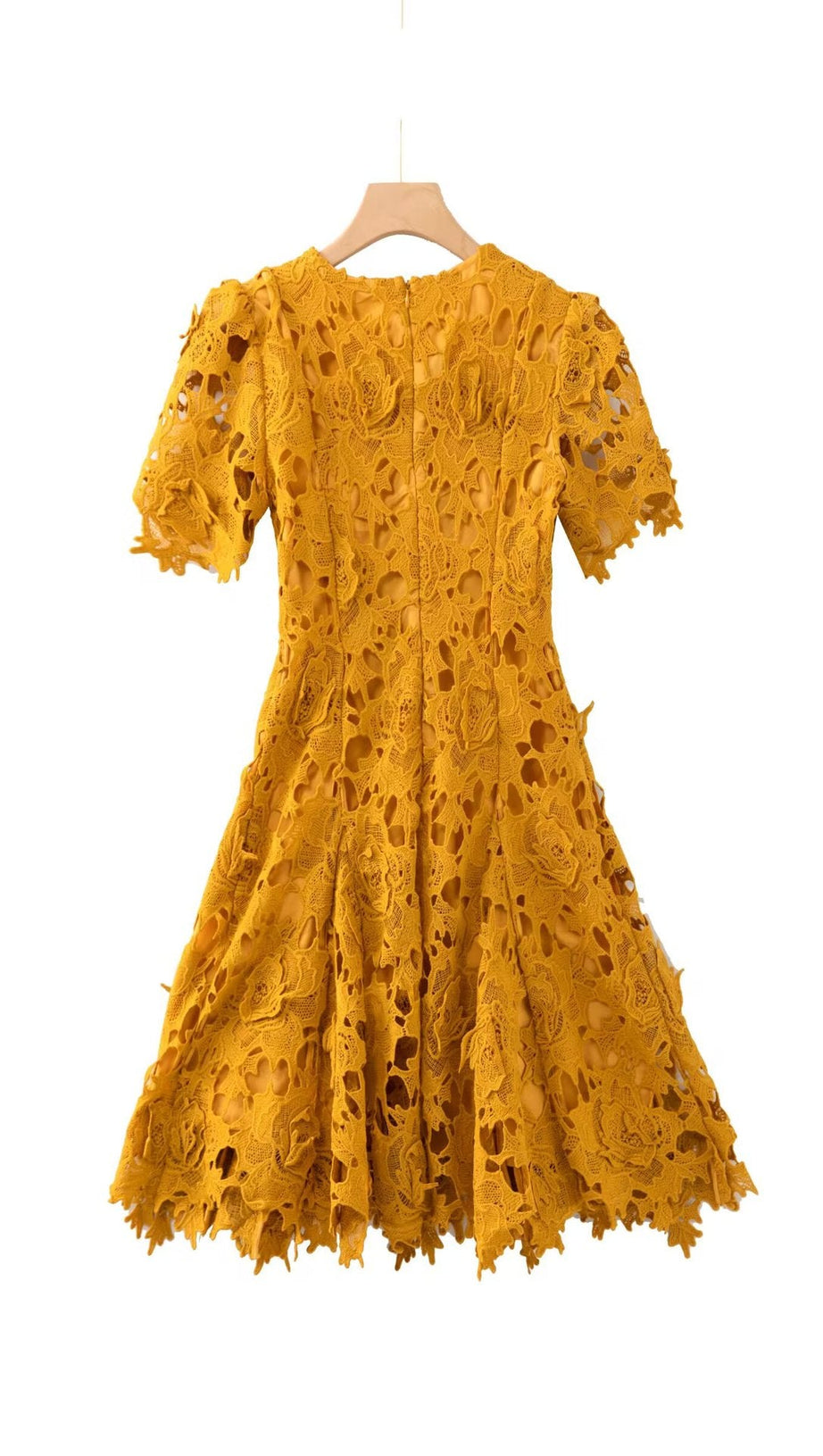 sylvia orange Beaded hollow crochet mini dress