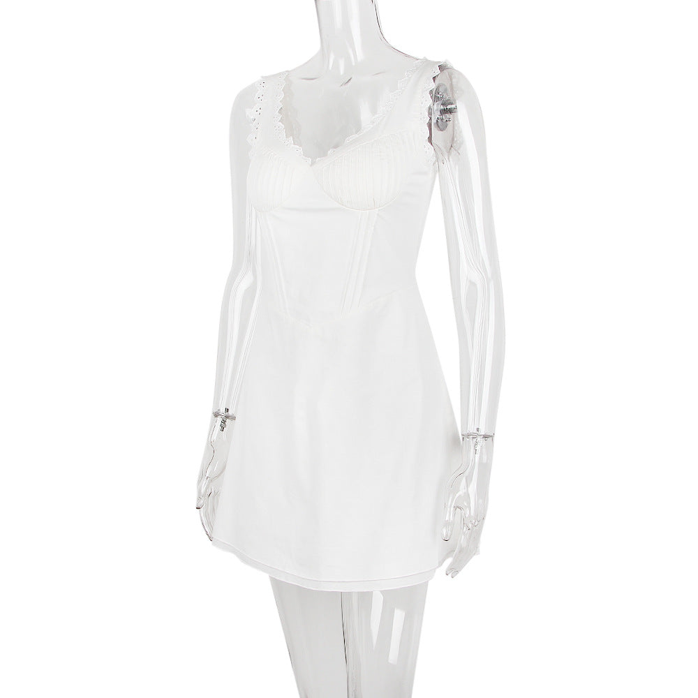 AIIZIE WHITE PIN TUCK MINI DRESS - product image