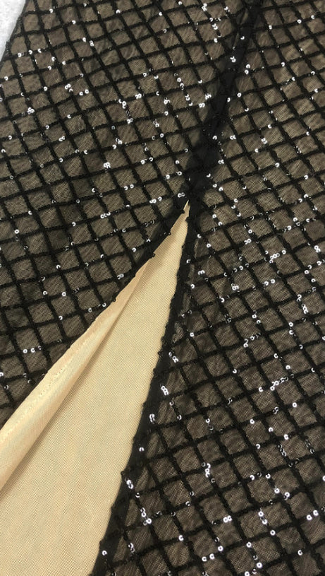 BOW DETAIL SEQUIN MAXI DRESS BLACK