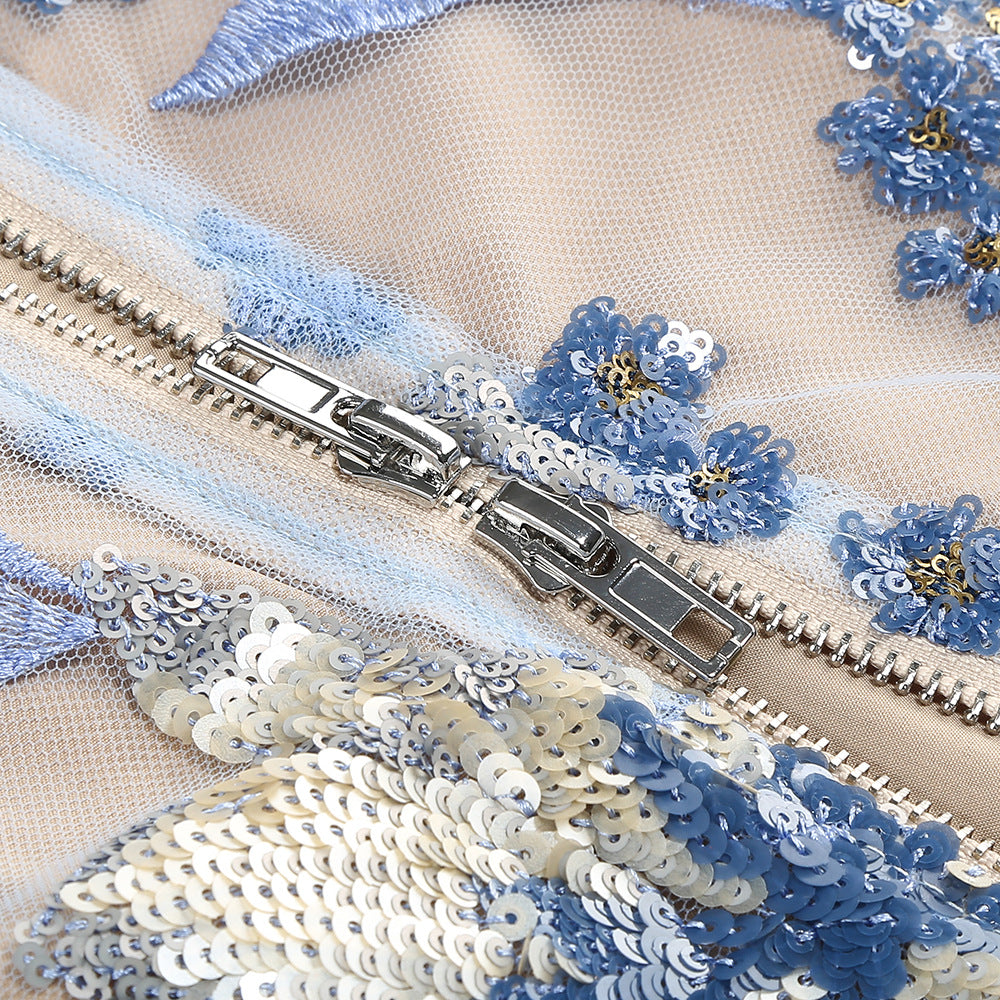 AIIZIE DAHLIA BABY BLUE MULTI MAXI DRESS - product image