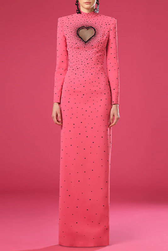 Berenice – Langärmliges Maxikleid mit Herzausschnitt