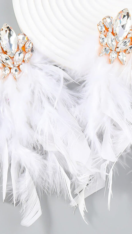 RHINESTONE FEATHER EARRINGS