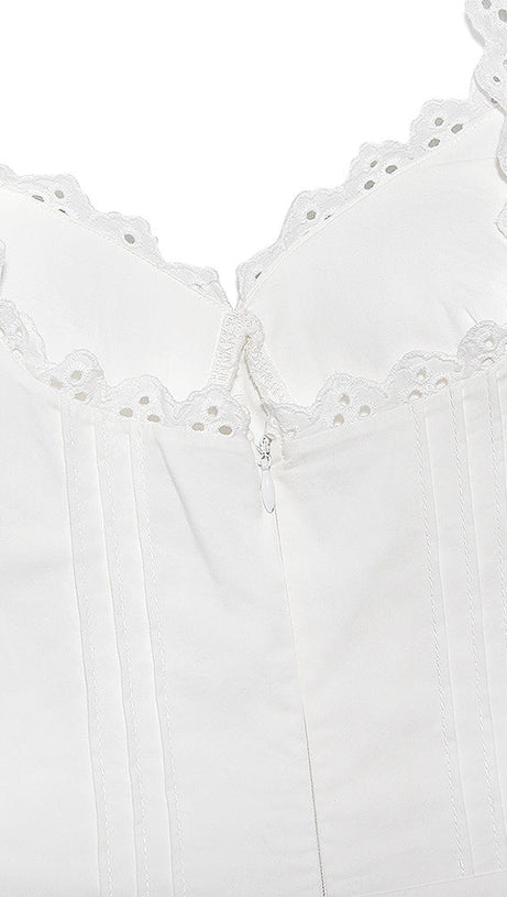 WHITE PIN TUCK MINI DRESS