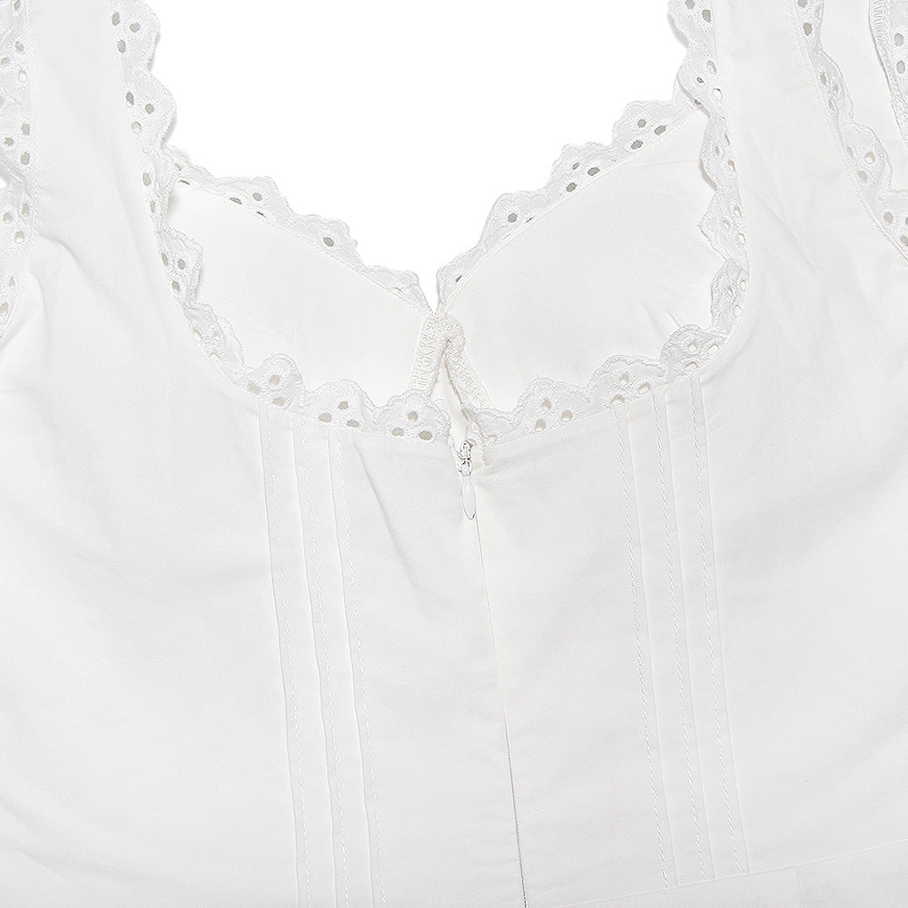 WHITE PIN TUCK MINI DRESS