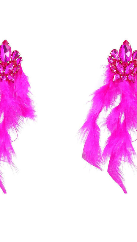 RHINESTONE FEATHER EARRINGS
