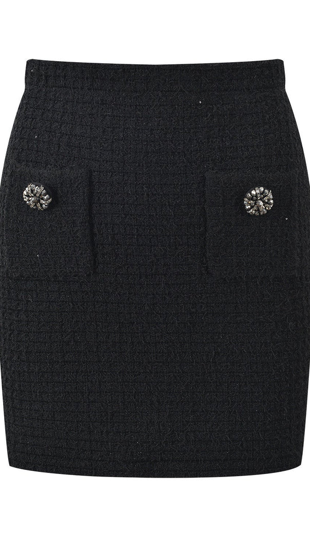 AIIZIE TEXTURED KNIT JACKET SKIRT SUIT IN BLACK - product image