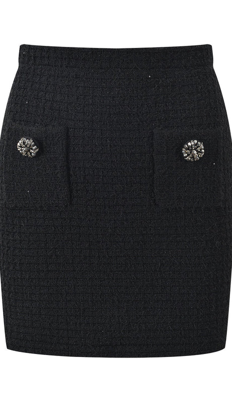 COMPLETO GIACCA GONNA IN MAGLIA TEXTURED NERO