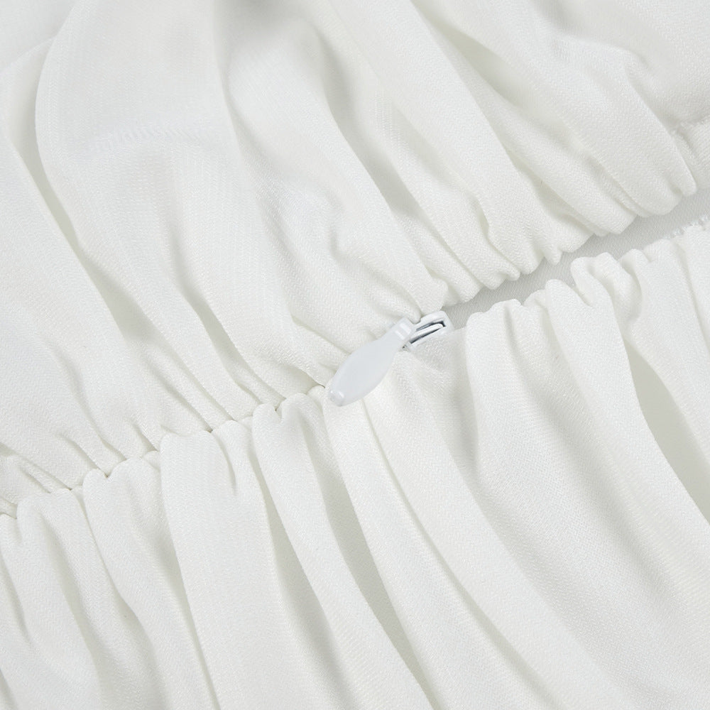 AIIZIE LONG SLEEVE DRAPED COWL NECK MAXI DRESS IN WHITE - product image