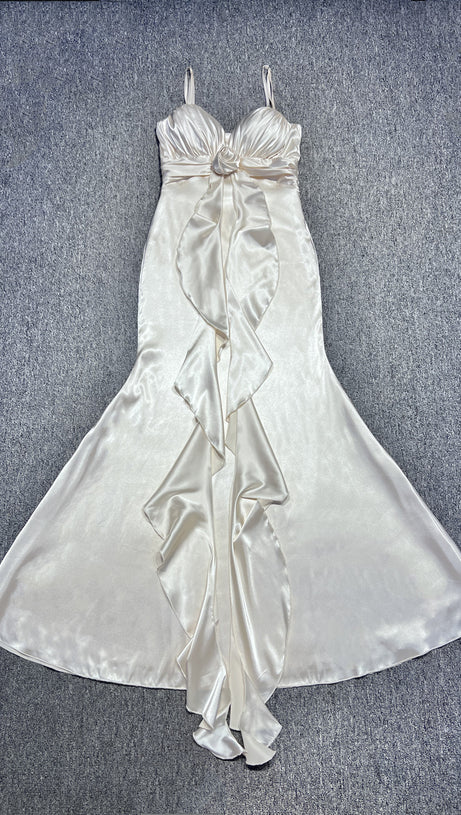 OFF-THE-SHOULDER DRESS V-NECK BACKSTRAP LONG DRESS