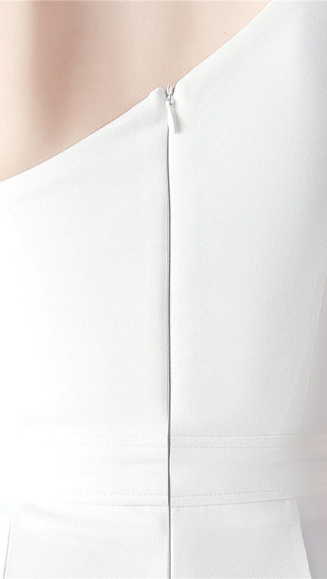 DEBBY WHITE ONE SHOULDER FLOWER CUT OUT SLIT MAXI DRESS