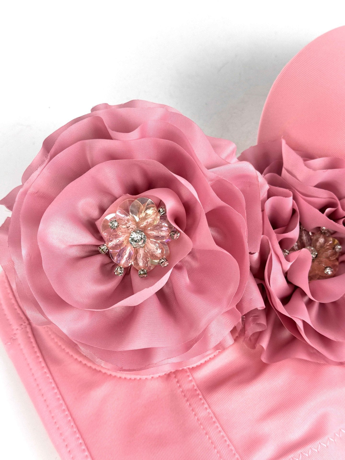 Flower Tassel fishbone Corset in pink