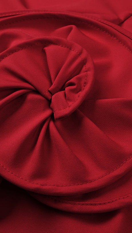 MINI ABITO SCULTURAL ROSE ROSSO