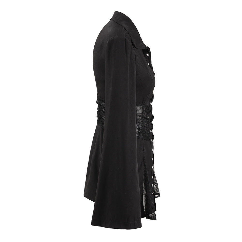 AIIZIE MELANY SEE THROUGH LACE UP SHIRT IN BLACK - product image