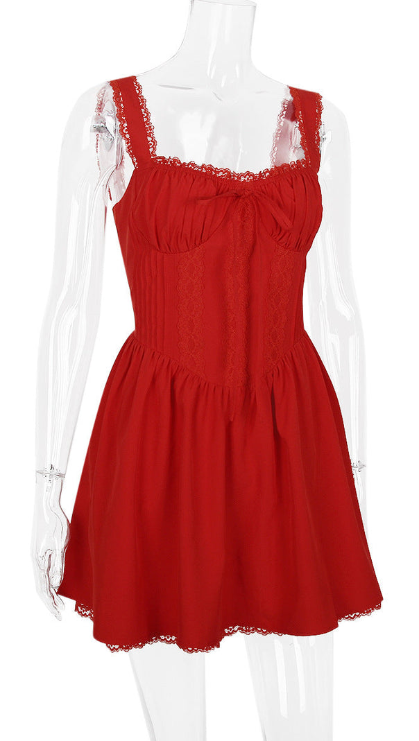 MINI ABITO CON CORSETTO IN PIZZO BIANCO 