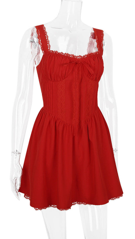 LACE CORSET MINI DRESS IN WHITE