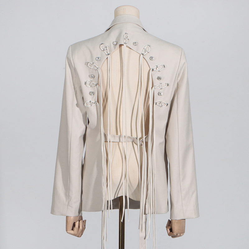BLAZER VIENNA CON FRANGE E SCHIENA SENZA TAGLIO IN ALBICOCCA