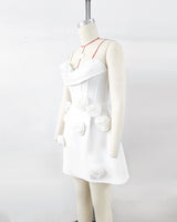 3D Flower Embellished Bandage Mini Dress