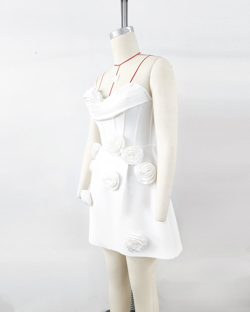 3D Flower Embellished Bandage Mini Dress