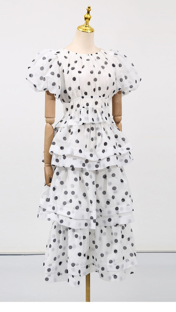 AIIZIE COLETTE POLKA DOT RUFFLE SKIRT TWO PIECE SET - product image