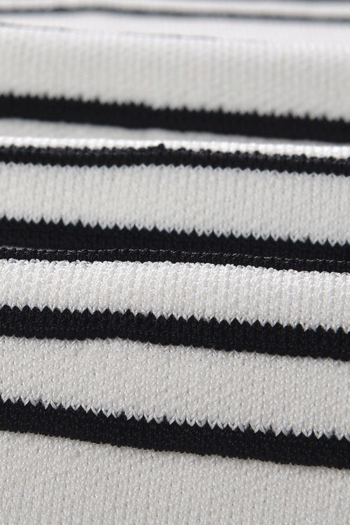 TWO-TONE V-NECK SLEEVELESS FLARED KNIT MINI DRESS