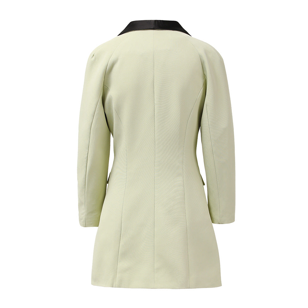 AIIZIE SOPHIA V-NECK DOUBLE-BREASTED JACKET SKIRT IN GREEN - product image