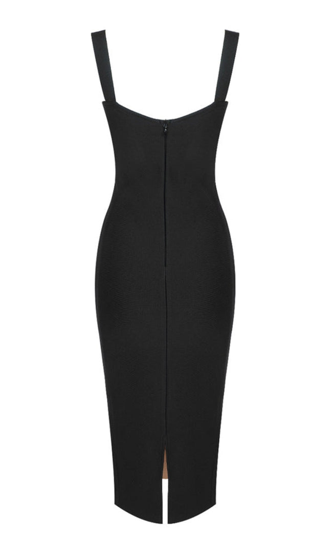 AIIZIE LACE INSERT BUSTIER MIDI DRESS BLACK - product image