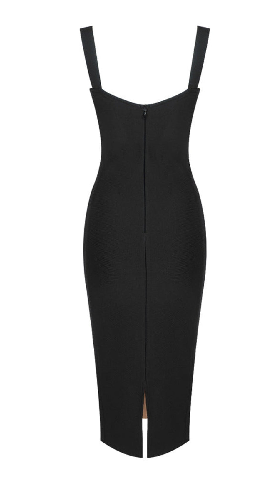 LACE INSERT BUSTIER MIDI DRESS BLACK