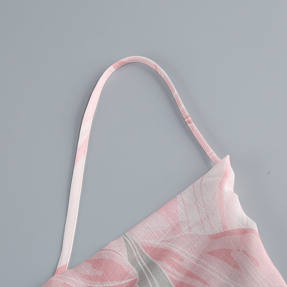 Ares – Gerüschtes Midikleid aus Seide mit Blumenmuster in Rosa