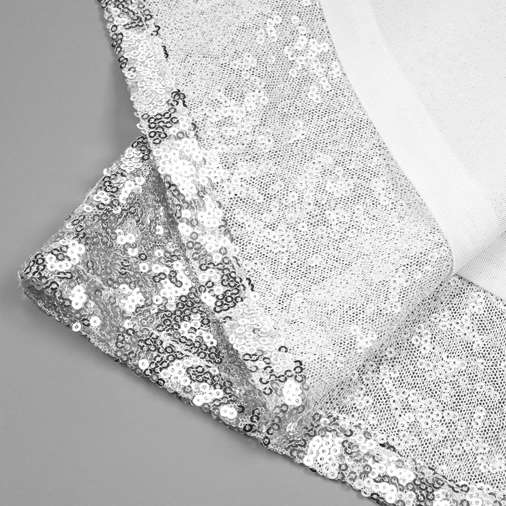 AIIZIE CROP TOP DRAPE SKIRT SET IN SILVER - product image
